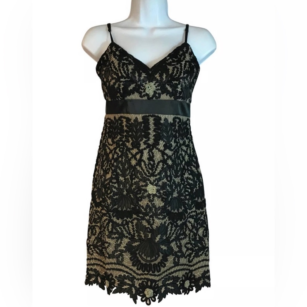 Sue Wong Little Black Dress/ Embroidery/ Size-6 EUC